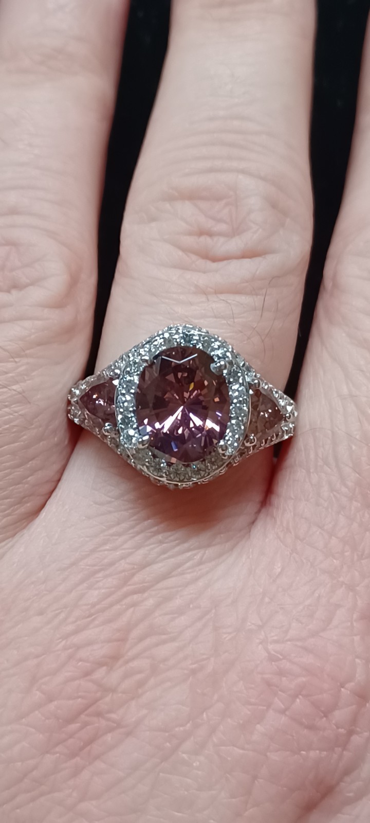 NEW QVC Diamonique Erica Courtney Size 7 Brooklyn Pink 925 Sterling Silver Ring 