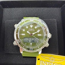 Invicta Pro Diver Watch Men 47mm Analog Digital Green Dial Steel Chrono 49450