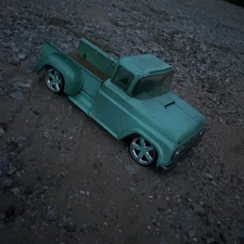Buddy L Pickup Truck Toy Custom 1960s Green Pressed Steel, 12.5"