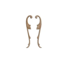 Ornamental Mouldings 7/32 in. x 10-3/8 in. x 2 in. Birch Scroll Onlay #3074