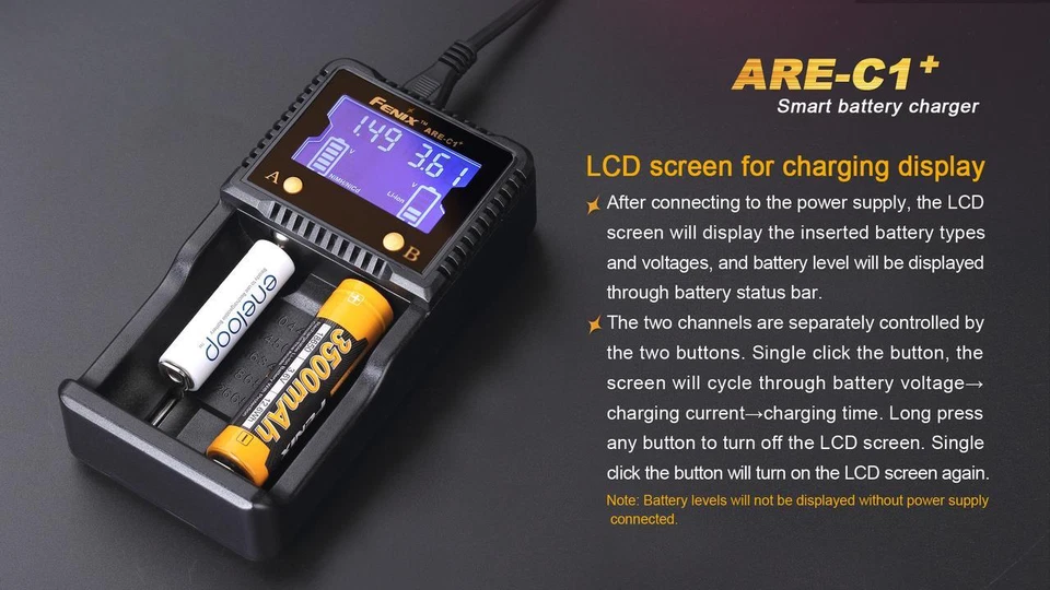 Fenix ARE-C1+ Plus dual channel battery charger w/ 2 X 16340 (RCR123A) - Image 4 of 4