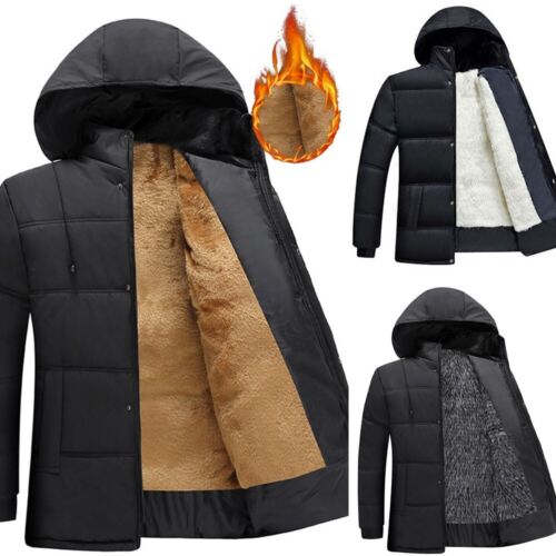 2021 abrigo caliente para hombre ropa de abrigo parka forrada con piel de poliéster espesor - Imagen 1 de 13