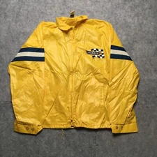 Vintage Swingster Monroe Racing Jacket Mens Large L Yellow 60s Windbreaker Flag