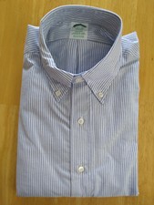 NWOT Brooks Brothers Blue University Stripe Button Down 15.5-31 Milano MSRP 140
