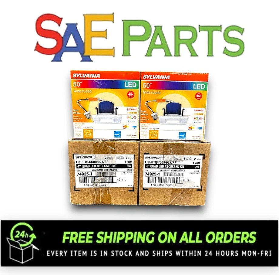 Sylvania 74925 4”, E26 Medium Screw Base, 2700K Recessed Downlight Kit (6-Pack) - Image 2 of 3