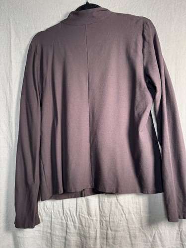 EILEEN FISHER Womens Medium M Brown MANDARIN Collar Stretch Zip JACKET Light - Picture 9 of 11