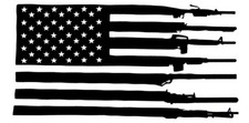 Wholesale Lot of 6 USA 50 Star Rifles White Black Decal Bumper Sticker