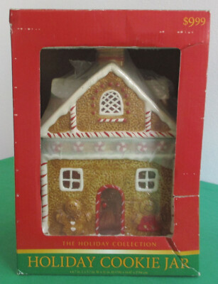 Christmas Cookie Jar Gingerbread House Holiday Ceramic Collectible Brand New