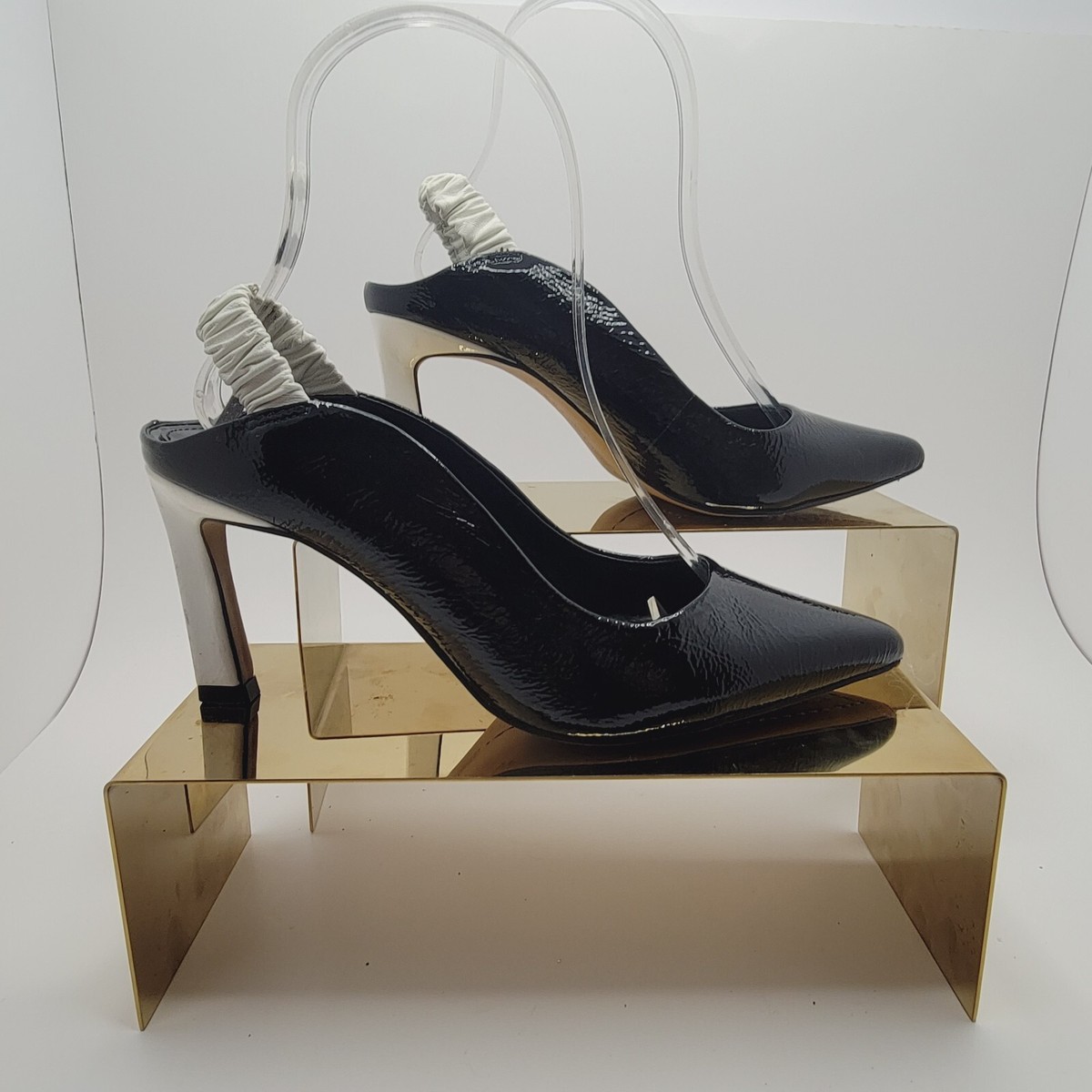Vince Camuto Patent Leather Slingback Pumps Restia Sandy Black Size 6M