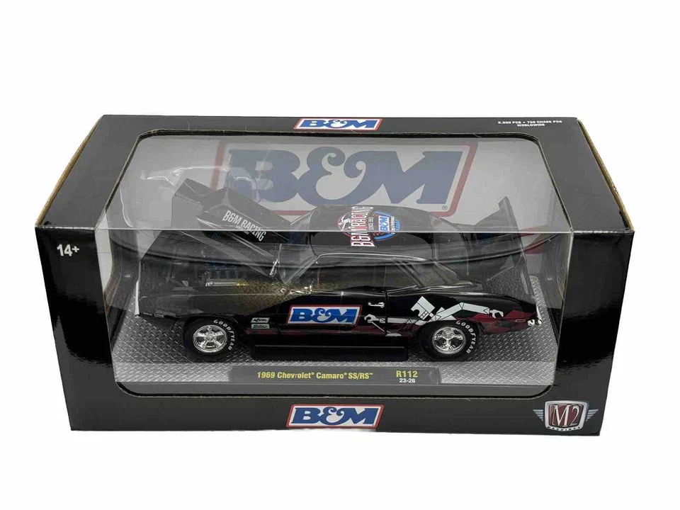 Chevrolet Camaro SS 396 B&M Racing 1969 negro M2 Machines 2024 6.650 piezas 1:24 Foto 2 de 4