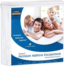 Premium Mattress Zippered Encasement Waterproof Cover Utopia Bedding 12" Deep