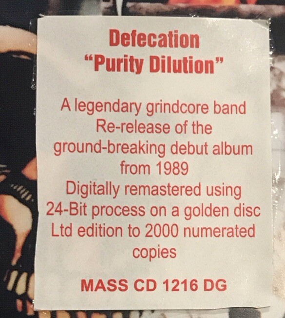 Defecation - Purity Dilution CD 2008 Metal Mind [Gold Disc Digipak