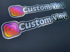 Personalised instagram x 2 vinyl decals car window  bumper sticker mirror silver