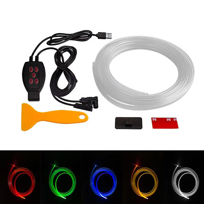 RGB Neon LED-Light Trim Glow Optic Fiber Strip Car Interior Ambient Lighting Kit