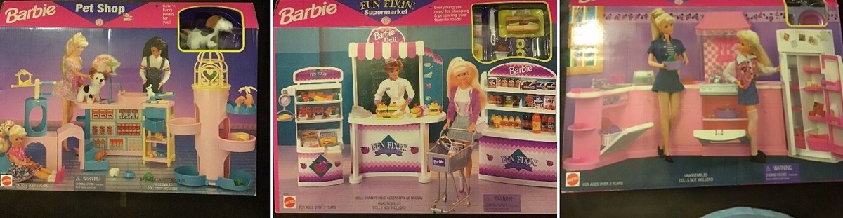 珍品！バービー スーパーマーケット Fun Fixin’ Supermarket vintage 1996 Barbie Pet Shop, Fun Fixin Supermarket and Kitchen | eBay