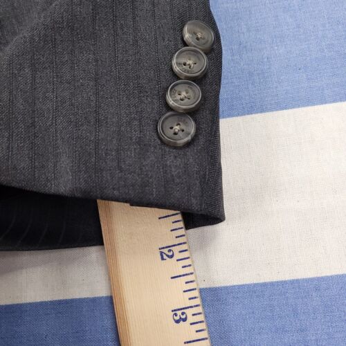 Versace Suit Jacket Mens 42L Wool Silk Peak Lapel Striped Blazer Wedding Office - Picture 15 of 17