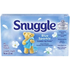 Snuggle Blue Sparkle Fabric Softener Dryer Laundry Sheets Fresh Clean Scent 40Ct
