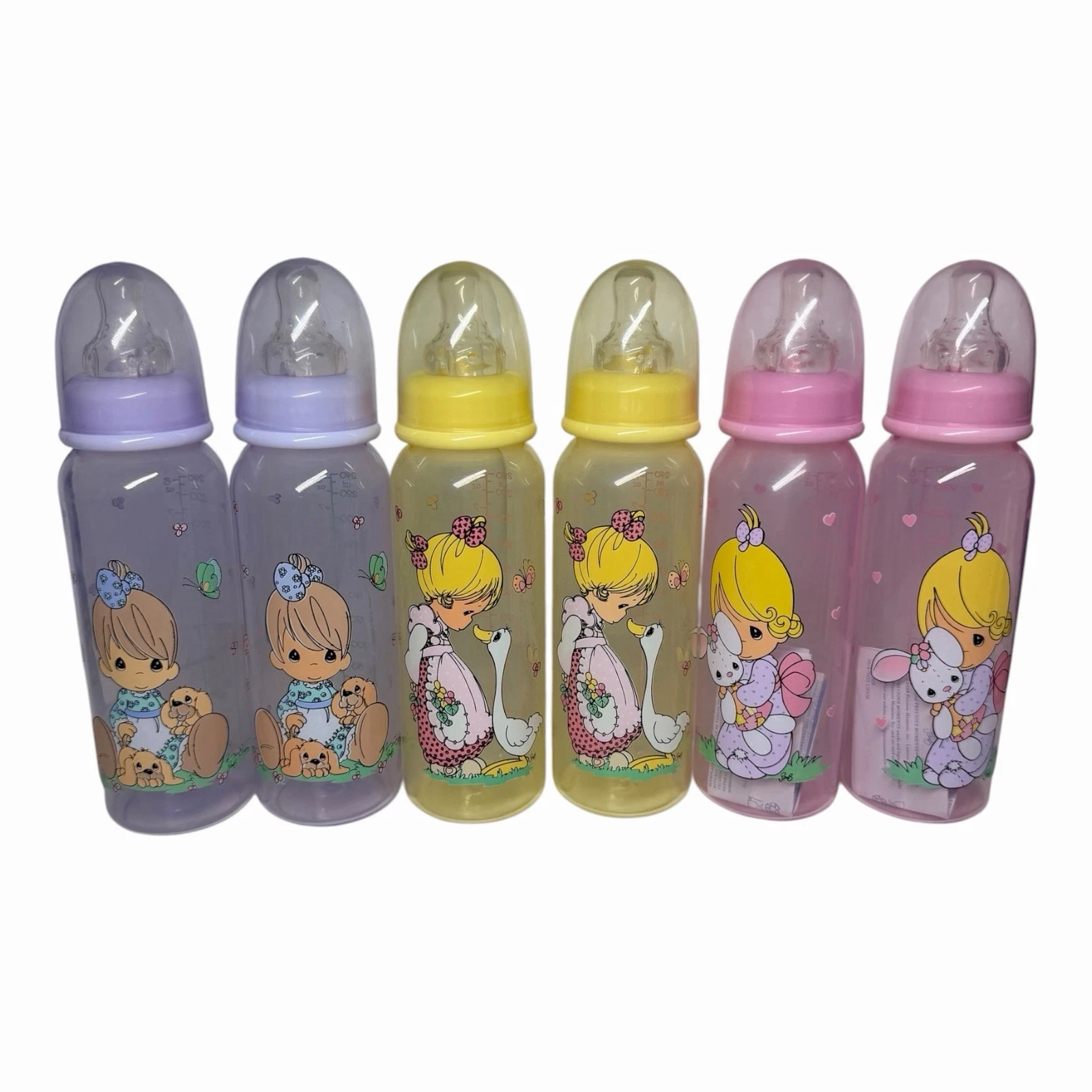 Lot Of 6 New Vtg Precious Moments Yellow Pink Purple BPA-Free Baby Bottles 8 Oz
Opens in a new windo