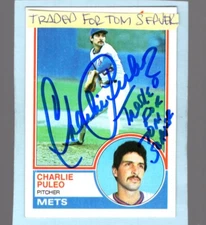 Autographed Charlie Puleo Traded for Tom Seaver added Mets 1983 Topps