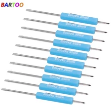10X Blue Mini Pocket Screwdriver Phillips & Flat Head Tip with Magnet and Clip