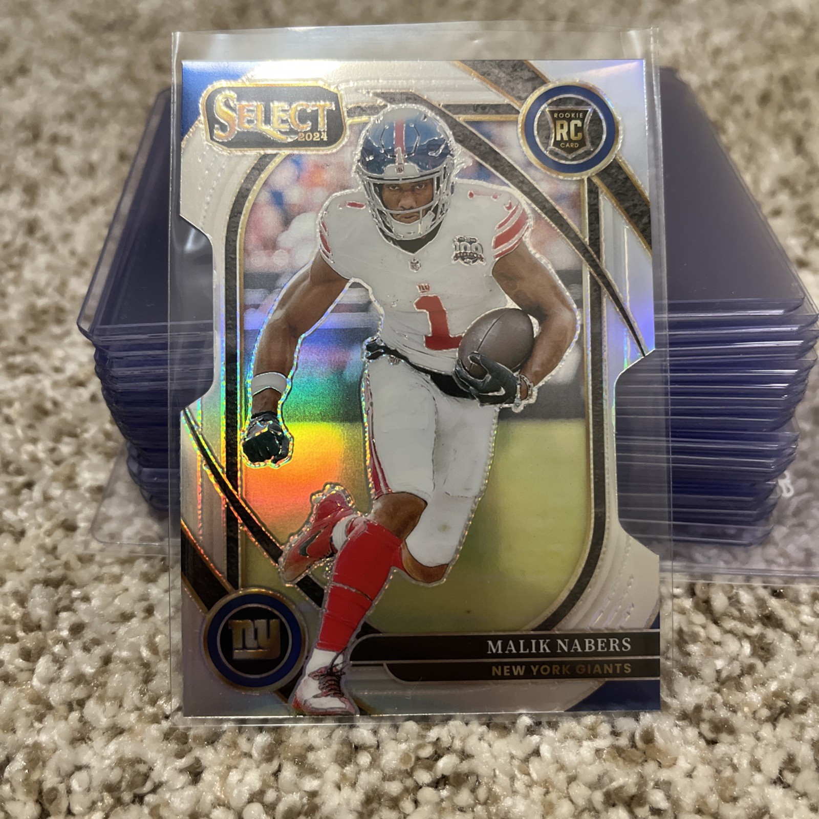 2024 Panini Select - Club Level Malik Nabers #220 Silver Prizm Die-Cut (RC)