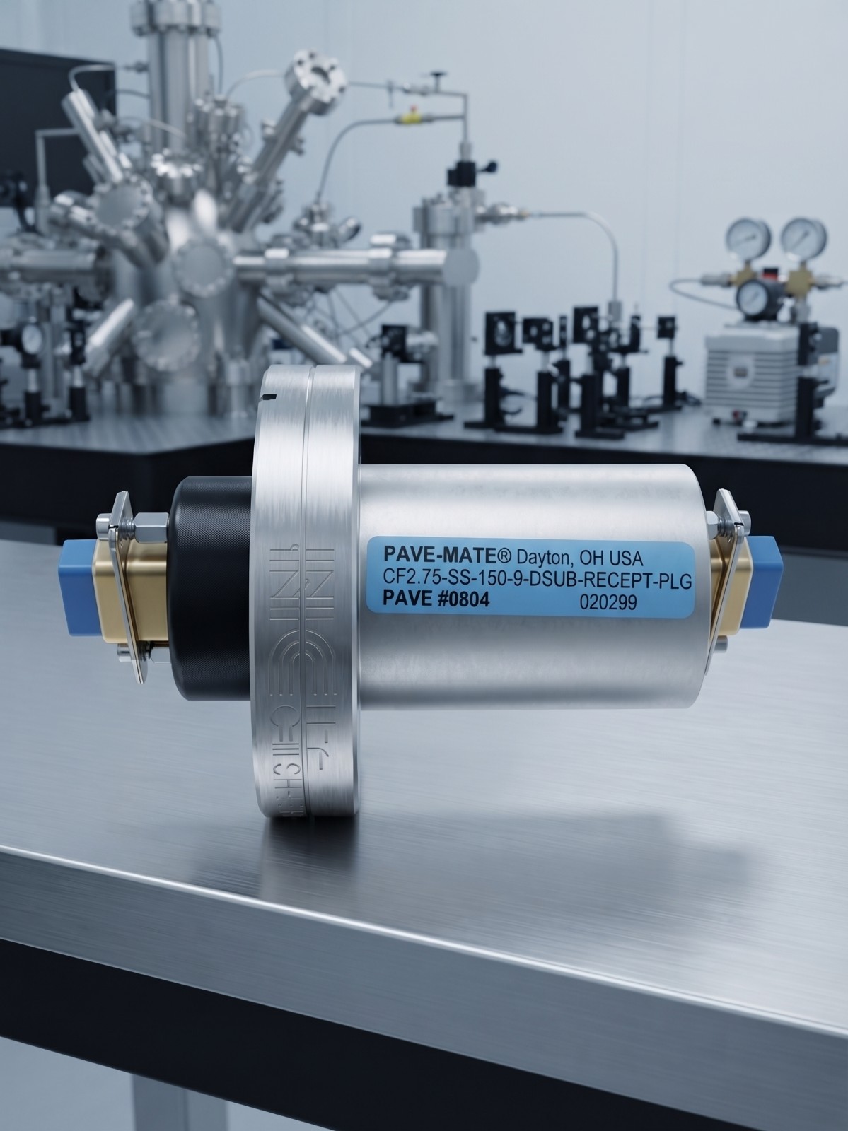 PAVE Technology 0804 9-Pin D-Sub Vacuum Feedthrough – 2.75" CF Flange DB9 NOS