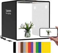 Takerers Light Box Portable Photography 12X12 Folding LED Ring Colored Backdrops
