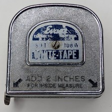 Vtg Evans 8 Ft Tape Measure 108W White-Tape M...