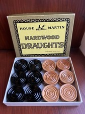 Vintage House Martin Hardwood Draughts. Complete in original box. Mid-century
