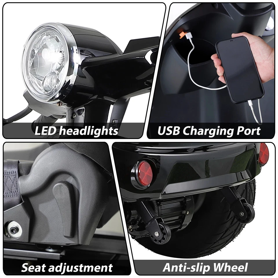 NEW Electric Golf Mobility Scooter Four Wheel Travel 1000W 60V 20AH for Adult - Image 3 of 4