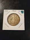 1943 Walking Liberty Half Dollar In About Uncirculated Condition