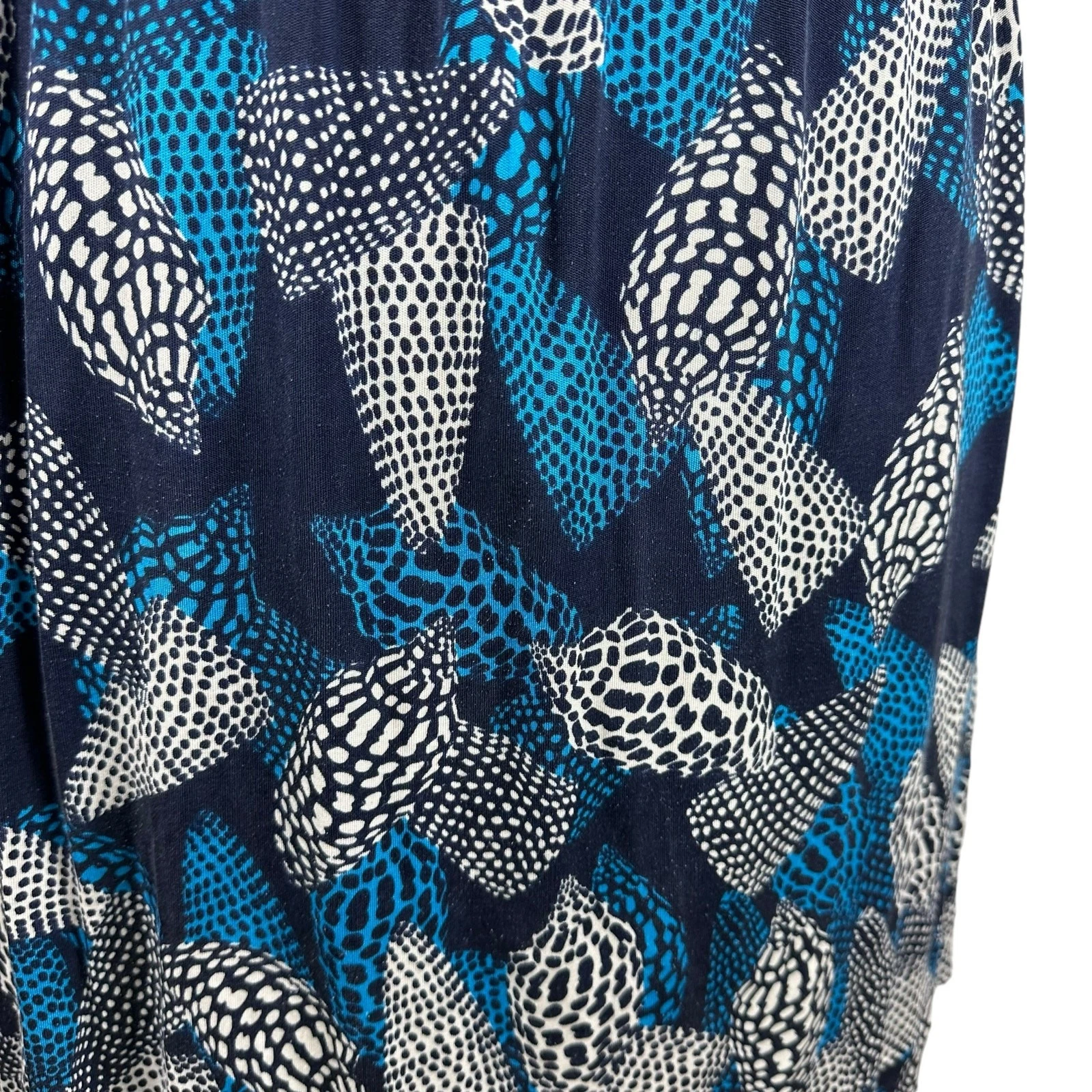 TORY BURCH mini abito donna blu bianco stampa conchiglia finto avvolgente seta taglia XS