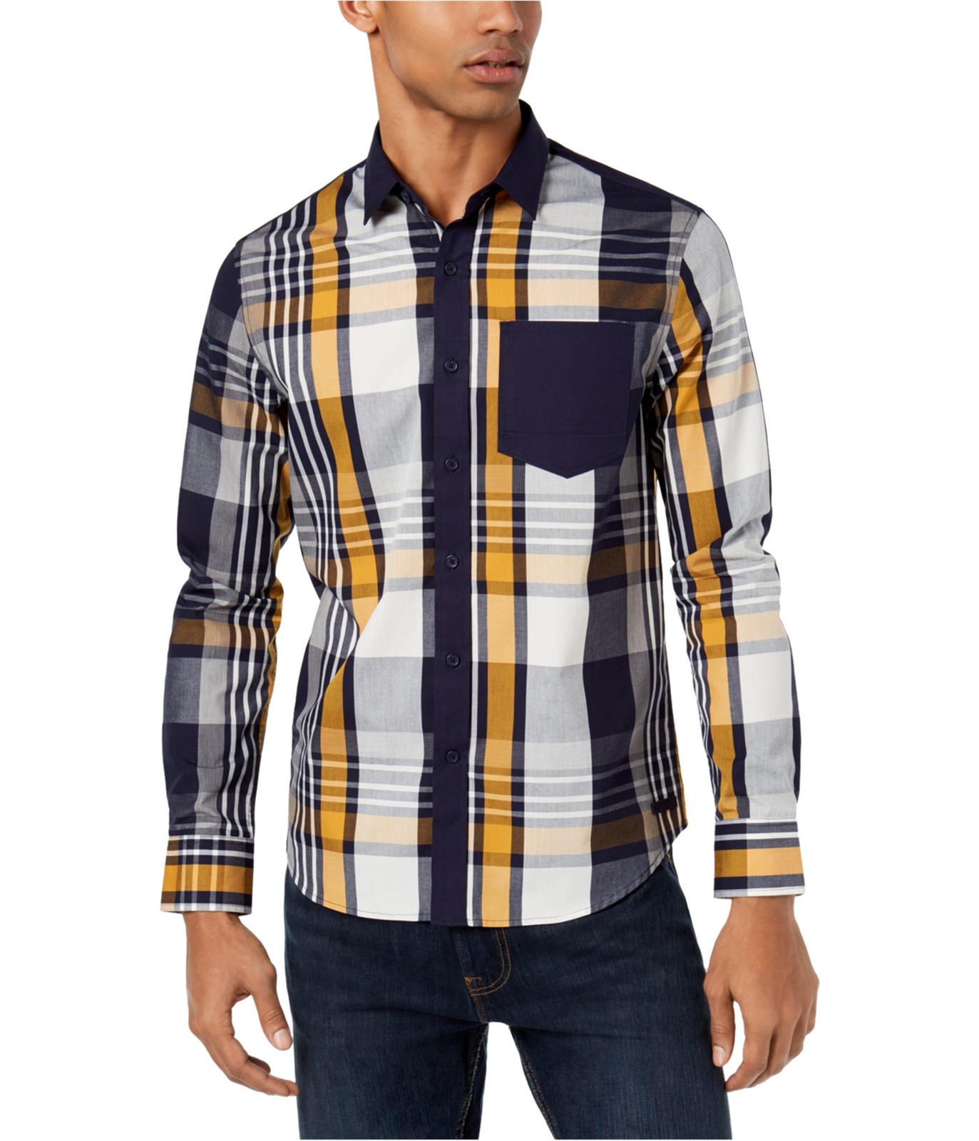 Мужская клетчатая рубашка Sean John на пуговицах, разноцветная, маленькая