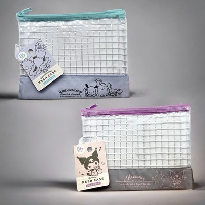 Sanrio Pouch Set Kuromi Cinnamoroll Pochacco B6 Mesh Case Flat Pompompurin,