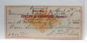 1887 PYRAMID/PORTER CRAWFORD ROCHESTER, NY LARGE BRIGHT XF+ VERY NICE CRISP PAID