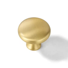 - 5 Pack Brushed Brass Cabinet Drawer Knobs Round Gold Door Pulls for Cupboar...