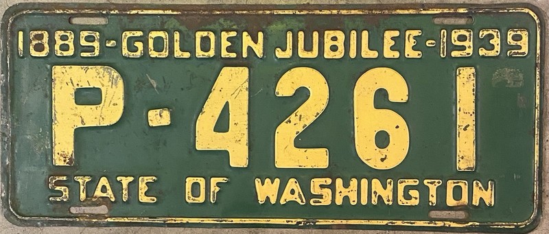 1939 Original Washington License Plate -  Whitman County