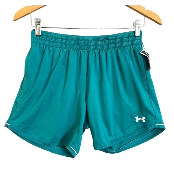 NWT Under Armour Womens Teal Green Loose Fit Athletic Running Shorts XS New