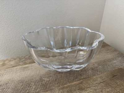 Orrefors Crystal Clear Glass Bowl Oval Heavy Fluted Gorgeous Signed