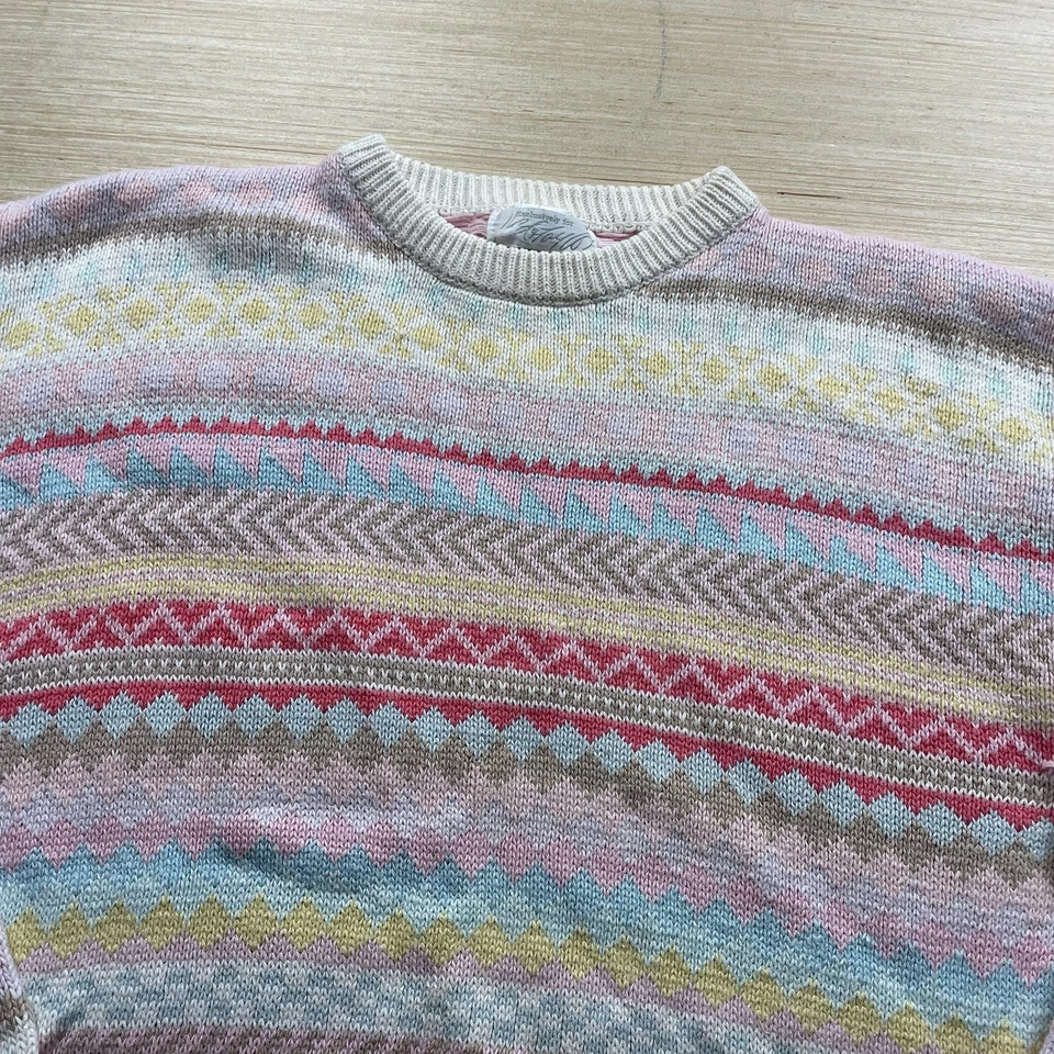 Suéter Lord & Taylor Vintage Fair Isle L Mujer Pastel Hada Kei Kawaii Años 90 Foto 2 de 4