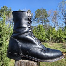 VTG Justin L506 Women  s US 6B Black Leather Lace-Up Kiltie Roper Western Boots