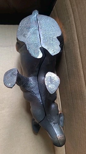 Cast Iron Pig Bank Rare c.40s-50s Chicago Stockyard Souviner w/copper wash - Picture 5 of 10