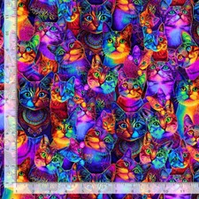 Cat Animal Fabric By The Yard Cats Wildcat Cotton Timeless Treasures CD3031