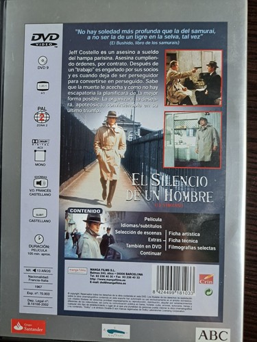 DVD EL SILENCIO DE UN HOMBRE - ALAIN DELON - ENVIO CERTIFICADO INCLUIDO - Imagen 2 de 3