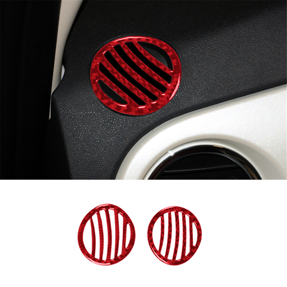Red Carbon Fiber Interior Dashboard Air Vent Cover Trim For 2012-2015 Fiat 500