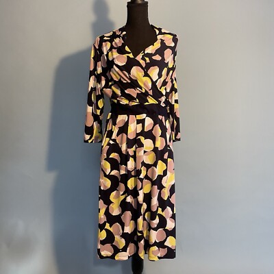 BNWT Fenn Wright Manson Navy Mustard Wrap Dress Tie Detail