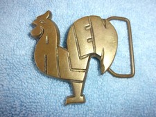 Vintage ALLEN Belt Buckle Solid Brass ROOSTER Cock Name plate bold letters