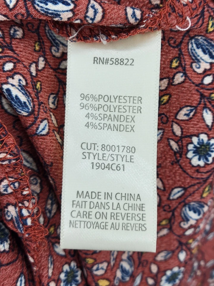 Vestido Max Studio Feminino Médio Marrom Floral Babado Manga Balão Boho Camponês - Imagem 4 de 4