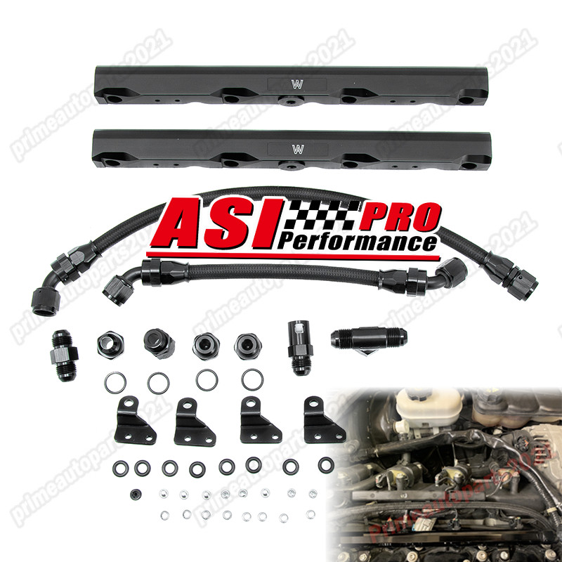 Black Fuel Rails Kit For LSXR 102MM Intake Manifold C6 Corvette LS7 146202B