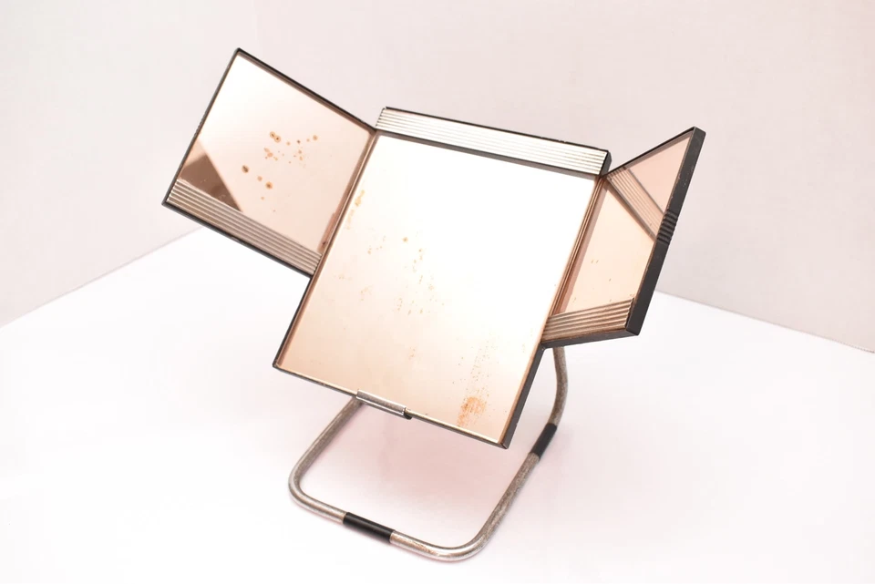 Tríptico Óptico Americano Vintage Espejo Ajustable Oftalmología Art Deco ATQ Foto 3 de 4